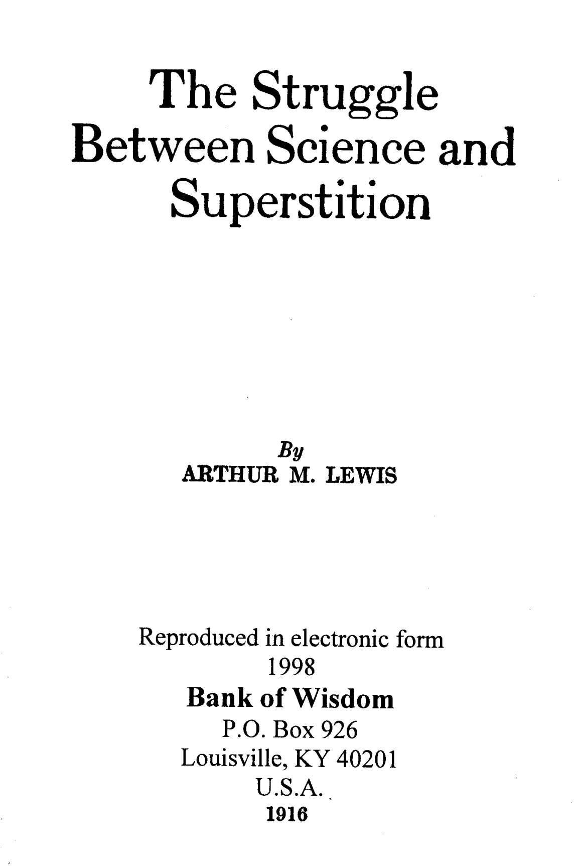 (image for) The Struggle Between Science and Superstition